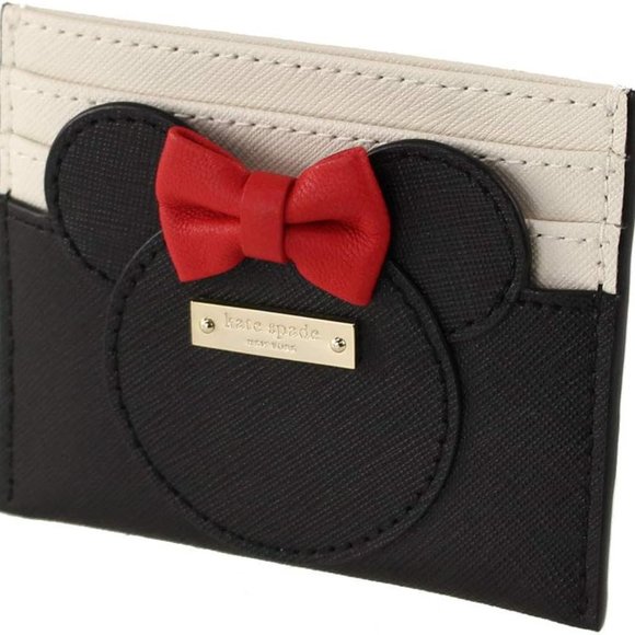 Kate Spade x Disney Minnie Mouse Credit Card Holder Black White Pre-Own - Picture 2 of 4
